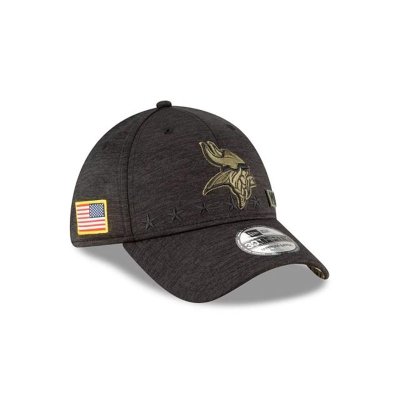 Black Minnesota Vikings Hat - New Era NFL Salute To Service 39THIRTY Stretch Fit Caps USA9248061